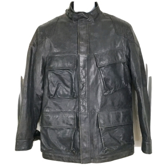 Men's French Connection Distressed Leather Jacket - Picture 10 of 10
